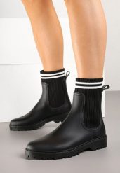 Czarne Kalosze ze Skarpetkową Cholewką Lanisora. Czarne kalosze damskie Born2be, bez wzorów, bez zapięcia. Za 84.99 zł.