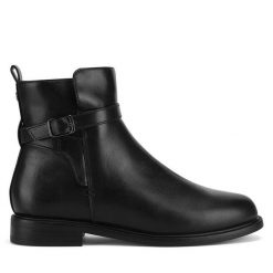 Botki Clara Barson. Czarne botki damskie Clara Barson, bez wzorów, bez obcasa, na płaskiej podeszwie, bez zapięcia. Za 139.99 zł.