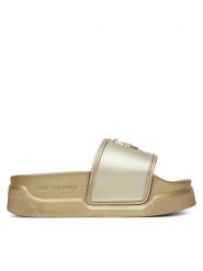 KARL LAGERFELD Klapki Kondominium KL88819 Złoty. Żółte klapki damskie KARL LAGERFELD, bez wzorów, z tworzywa sztucznego, bez obcasa, bez zapięcia. Za 319.99 zł.