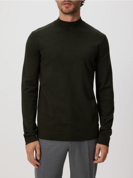 Sweter z wiskozą - ciemnozielony. Zielone swetry męskie Reserved, l, bez wzorów, z dzianiny, bez kołnierzyka, bez ramiączek. W wyprzedaży za 99.99 zł.