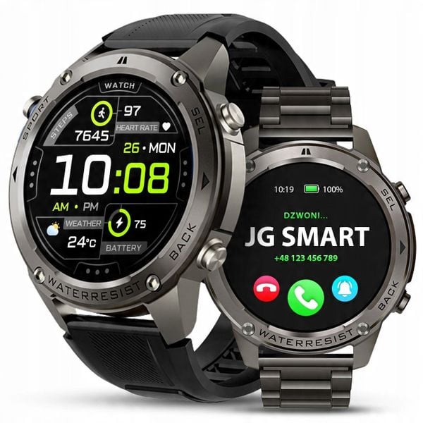ZEGAREK SMARTWATCH MĘSKI WODOODPORNY ROZMOWY MENU PL SPORT GPS SMART WATCH. Zegarki męskie JG Smart, bez wzorów. Za 319.99 zł.