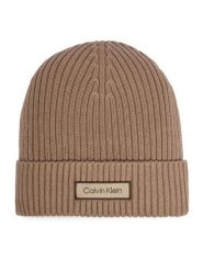Calvin Klein Czapka LV04D8053G Beżowy. Brązowe czapki damskie Calvin Klein, na zimę, bez wzorów, z bawełny. Za 169.99 zł.