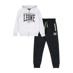 Bluza z bawełna z kaptur na czas wolny na co dzień. Białe bluzy damskie LEONE 1947 APPAREL, bez wzorów, z bawełny, sportowe, bez ramiączek, bez kaptura. W wyprzedaży za 112.15 zł.