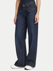 Guess Jeans Jeansy W6BA0Y D1793 Granatowy Wide Leg. Niebieskie jeansy damskie Guess Jeans, z aplikacjami, z bawełny. Za 439.99 zł.