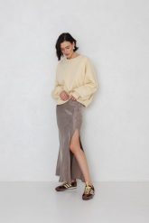SPÓDNICA JENNY BEŻOWA S - Flawless. Brązowe spódnice damskie Flawless, na lato, s, bez wzorów, z gumy, sportowe, maxi, sportowe. Za 429.00 zł.
