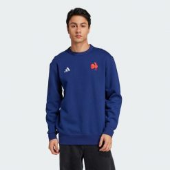 Bluza France Heritage. Niebieskie bluzy męskie Adidas, m, bez wzorów, klasyczne, bez ramiączek, bez kaptura. W wyprzedaży za 303.20 zł.