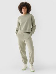 4F Spodnie dresowe joggery oversize damskie - oliwkowe XL. Brązowe spodnie dresowe damskie 4F, bez wzorów, z bawełny, sportowe. W wyprzedaży za 79.99 zł.