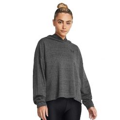 Bluza Kobieta Under Armour Rival Terry szary. Czarne bluzy damskie Under Armour, m, bez wzorów, bez ramiączek, bez kaptura. W wyprzedaży za 250.60 zł.