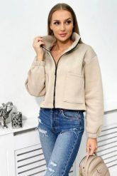 Bluza bawełniana ocieplana z suwakiem jasno beżowa. Brązowe bluzy damskie KESI, na jesień, l, bez wzorów, z bawełny, eleganckie, bez ramiączek, bez kaptura. Za 178.78 zł.