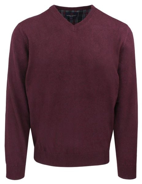Męski, Bawełniany Sweter w Serek (V-neck) - Adriano Guinari - Bordo, Melanż. Czerwone swetry męskie Adriano Guinari, l, bez wzorów, z bawełny, biznesowe, bez kołnierzyka, bez ramiączek. Za 169.00 zł.