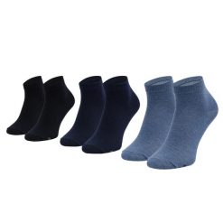 Skarpetki sportowe męskie 3PPK Basic Quarter Socks. Niebieskie skarpety męskie Skechers, bez wzorów, z bawełny. Za 29.99 zł.