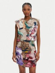Just Cavalli Sukienka koktajlowa 78PAOE01 Kolorowy Slim Fit. Sukienki damskie Just Cavalli, xs, bez wzorów, z bawełny, wizytowe, bez kołnierzyka, bez ramiączek. Za 679.99 zł.