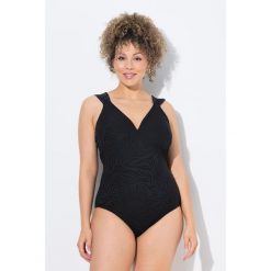Damski Strój kąpielowy wiązanie tygrysia struktura miękkie miseczki. Czarne stroje kąpielowe damskie Ulla Popken, plus size, bez wzorów, z elastanu. Za 294.99 zł.