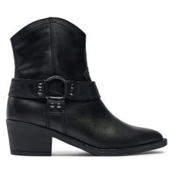 Kowbojki Tamaris. Czarne botki damskie Tamaris, bez wzorów, bez obcasa, na słupku, bez zapięcia. Za 539.99 zł.