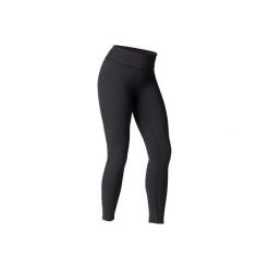 Legginsy do dynamicznej jogi. Czarne legginsy damskie DOMYOS, bez wzorów, z elastanu. Za 99.99 zł.