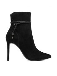 Eva Minge Botki EO-EVA-H1092-1 Czarny. Czarne botki damskie Eva Minge, bez wzorów, ze skóry, bez obcasa, na szpilce, bez zapięcia. Za 449.99 zł.