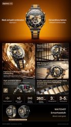 SMARTWATCH REMAX WATCH17 BLACK/GOLD. Czarne zegarki smartwatch REMAX, bez wzorów. Za 212.86 zł.