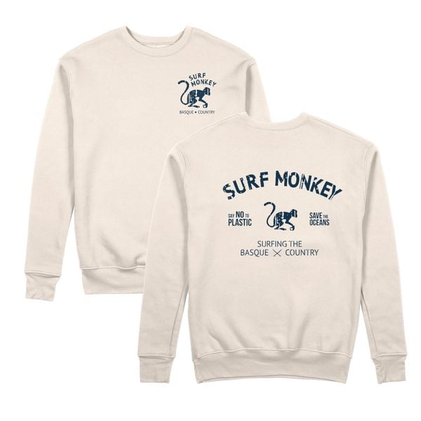 Bluza Save the Ocean – Okrągły dekolt / Dorosły (Ecru). Białe bluzy damskie SURF MONKEY, l, bez wzorów, z bawełny, bez ramiączek, bez kaptura. Za 309.95 zł.