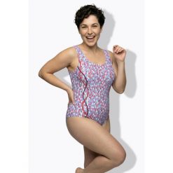 Damski Strój kąpielowy kropki lamówka bez miękkich miseczek okrągły dekolt. Niebieskie stroje kąpielowe damskie Ulla Popken, plus size, bez wzorów, z elastanu. W wyprzedaży za 159.99 zł.