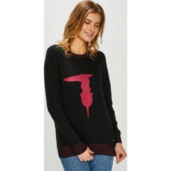 Trussardi Jeans - Sweter. Szare swetry nierozpinane damskie TRUSSARDI JEANS, m, bez wzorów, z bawełny, bez kołnierzyka, bez ramiączek. W wyprzedaży za 299.90 zł.