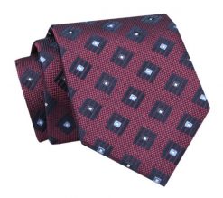 Krawat - ALTIES - Bordowy, Figury Geometryczne. Czerwone krawaty i muchy Alties, bez wzorów, z tkaniny, eleganckie. Za 49.00 zł.