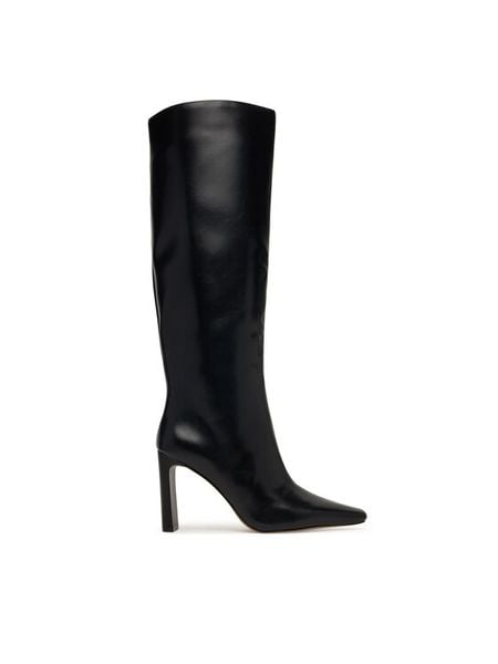 Aldo Kozaki Elyne 14163412 Czarny. Czarne kozaki damskie Aldo, bez wzorów, ze skóry, bez obcasa, na słupku, bez zapięcia. Za 729.99 zł.