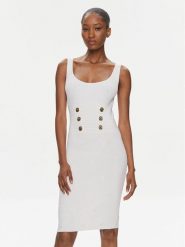 Pinko Sukienka dzianinowa Cactus 102879 A1LK Biały Slim Fit. Białe sukienki damskie Pinko, l, bez wzorów, z dzianiny, bez kołnierzyka, bez ramiączek. Za 1,629.00 zł.