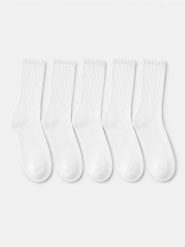 Prążkowane skarpetki z bawełną 5 pack - biały. Białe skarpetki damskie Sinsay, bez wzorów, z bawełny. Za 17.99 zł.