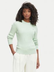 Tommy Hilfiger Sweter WW0WW44993 Zielony Regular Fit. Zielone swetry nierozpinane damskie Tommy Hilfiger, l, bez wzorów, z bawełny, bez kołnierzyka, bez ramiączek. Za 529.99 zł.