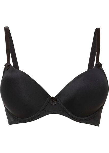 Biustonosz z usztywnianymi miseczkami na fiszbinach. Czarne biustonosze bonprix, bez wzorów. Za 57.99 zł.