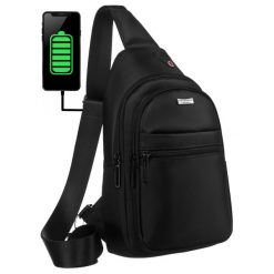 Saszetka męska-plecaczek na ramię z portem USB - Peterson. Saszetki i nerki męskie Peterson, na ramię. Za 69.99 zł.