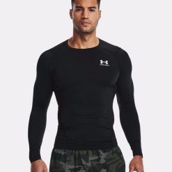 Koszulka fitness męska Under Armour Ua Hg Armour Comp LS. Czarne bluzy męskie Under Armour, m, bez wzorów, sportowe, bez ramiączek, bez kaptura. Za 213.00 zł.