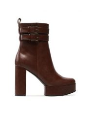 Jenny Fairy Botki PLATFORM-01KW Brązowy. Brązowe botki damskie Jenny Fairy, bez wzorów, ze skóry, bez obcasa, na słupku, bez zapięcia. Za 159.99 zł.