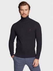 Tommy Hilfiger Golf Exaggerated Structure MW0MW29109 Granatowy Regular Fit. Niebieskie swetry męskie Tommy Hilfiger, m, bez wzorów, z bawełny, bez kołnierzyka, bez ramiączek. Za 579.99 zł.