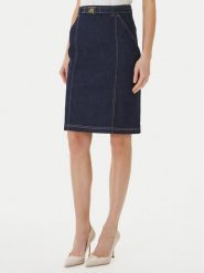 Luisa Spagnoli Spódnica jeansowa Tennista 542818 Granatowy Slim Fit. Niebieskie spódnice damskie Luisa Spagnoli, bez wzorów, z bawełny. Za 814.99 zł.