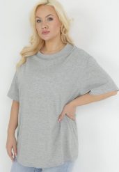 Szary Bawełniany T-shirt z Krótkim Rękawem Lutokia. Szare t-shirty damskie Born2be, xl, z aplikacjami, z bawełny, bez kołnierzyka, bez ramiączek. Za 29.99 zł.