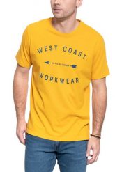 T-SHIRT MĘSKI LEE WORKWEAR TEE REGULAR FIT GOLDEN YELLOW L60BFENF 112113248. Żółte t-shirty męskie Lee, l, bez wzorów, bez kołnierzyka, bez ramiączek. Za 69.99 zł.