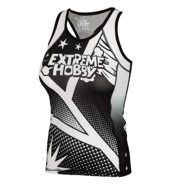 Koszulka sportowa damska bez rękawów Tank top EXTREME HOBBY COMICS. Czarne koszulki sportowe damskie EXTREME HOBBY, xl, bez wzorów, z elastanu, bez ramiączek, na fitness i siłownię. Za 139.00 zł.