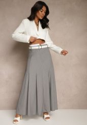 Szara Spódnica Długa Rozkloszowana High Waist Leoraia. Szare spódnice damskie Renee, do pracy, m, bez wzorów, biznesowe, z podwyższonym stanem, maxi, rozkloszowane. Za 109.99 zł.
