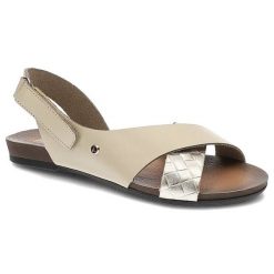 Sandały damskie Lemar, naturalna skóra licowa krzyżujące się paski z dekoracyjnym wykończeniem płaska wygodna podeszwa, beżowe Tuluza złoto, 40141 BF. Brązowe sandały damskie Lemar, bez wzorów, ze skóry, bez obcasa, na płaskiej podeszwie, bez zapięcia. Za 179.00 zł.