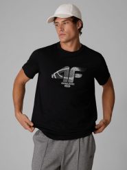 4F T-shirt regular z nadrukiem męski - czarny 3XL. Czarne koszulki sportowe męskie 4F, m, bez wzorów, z bawełny, bez ramiączek, trekkingowe. Za 69.99 zł.