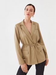 TWINSET Marynarka 232TP2901 Beżowy Regular Fit. Brązowe marynarki i żakiety damskie Twinset, bez wzorów, ze skóry, bez kołnierzyka, bez ramiączek. Za 1,389.00 zł.