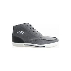 Szare eleganckie półbuty wysokie F10455. Szare półbuty męskie ButyModne, bez wzorów, z tkaniny, bez obcasa, bez zapięcia. Za 66.79 zł.