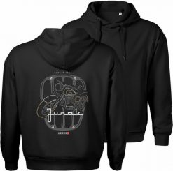 Topslang Bluza z kapturem motocyklowa z motocyklem na motor Junak M10 męska czarna XL. Czarne bluzy męskie Topslang, m, bez wzorów, bez ramiączek, z kapturem. Za 189.90 zł.