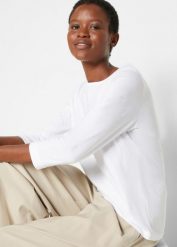 Bluza z długim rękawem (zestaw 5 szt.). Zielone bluzy damskie bonprix, bez wzorów, bez ramiączek, bez kaptura. Za 179.99 zł.