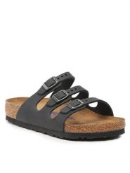 Birkenstock Klapki Florida 1011445 Czarny. Czarne klapki damskie Birkenstock, bez wzorów, ze skóry, bez obcasa, bez zapięcia. Za 599.99 zł.