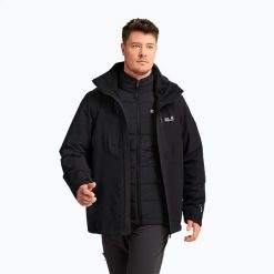 Kurtka 3w1 męska Jack Wolfskin Jasper Pro 3IN1. Czarne kurtki męskie Jack Wolfskin, l, bez wzorów, z materiału, bez kaptura. Za 1,659.00 zł.