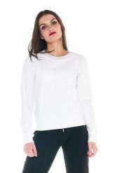 Damska bluza z okrągłym dekoltem Cristal Shine. Białe bluzy damskie LEONE 1947 APPAREL, na lato, l, bez wzorów, z bawełny, sportowe, bez ramiączek, z kapturem. Za 147.31 zł.