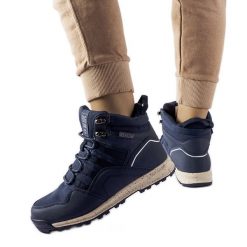 Niebieskie trapery Big Star KK274611 Navy. Niebieskie trapery damskie ze skóry ekologicznej, bez zapięcia. Za 318.76 zł.