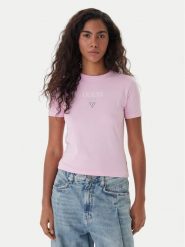 Guess Jeans T-Shirt W6RI15 J1314 Różowy Regular Fit. Czerwone t-shirty damskie Guess Jeans, l, z aplikacjami, z bawełny, bez kołnierzyka, bez ramiączek. Za 129.99 zł.